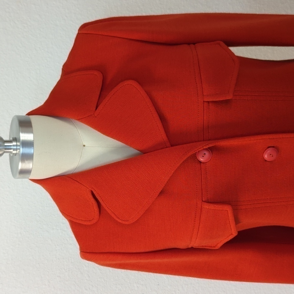 Vintage Butte Knit Wool Blend Mid Length Jacket Orange M retro mod preppy fall - Picture 3 of 6